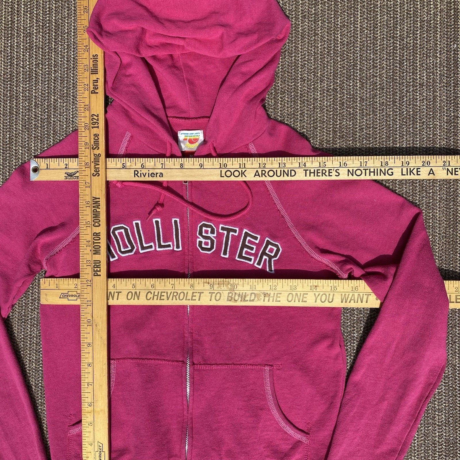 Vtg Y2K Hollister Co Zip Up Hoodie Hot Pink White Sti… - Gem