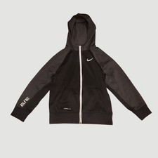 Nike Boys MEDIUM Therma Fit ZIp Up Hoodie Jacket Black Gray White