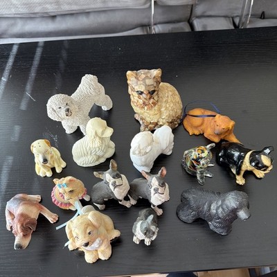 miniature dog figurine lot Crocker Spaniel Frenchies 2 -3  One Cat All Vintage