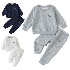 Kids Boys Set Elastic Waistband Outfit Pullover Suit Tracksuit Vacation Sports