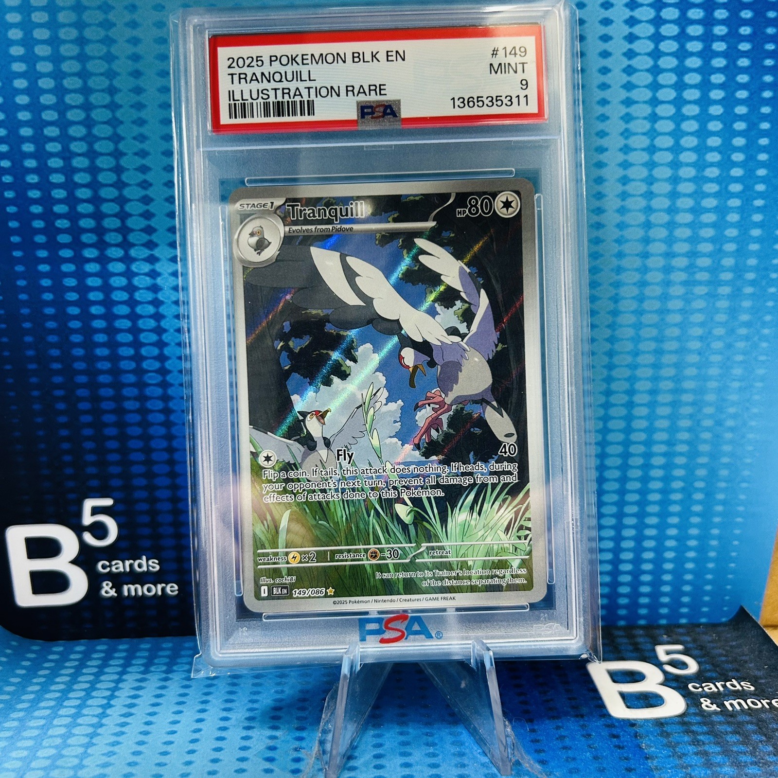 2025 POKEMON BLK EN-BLACK BOLT 149 TRANQUILL ILLUSTRATION RARE PSA 9