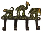3 Animals Shape Antique Style Handmade Brass Towel Cup Key Cloth Hanger 4 Hook