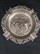 Gorgeous Vintage Dutch Silver Plated Cigar Ash Tray, Maker Marks, Near Flawless