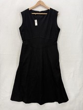 Talbots Dress Womens 12P Black Sleeveless Fit & Flare Knit Midi Work Career NWT