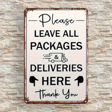 Vintage Please Leave Packages Here Tin Metal Signs Home D cor 8x12