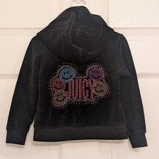 Girls Juicy Couture Black Velour Zip-Up Hoodie 2T with Rhinestones bling