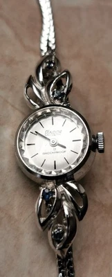 Wunderschöne Vintage Damenarmbanduhr CONDOR Silber 835 mit 4 Saphiren Handaufzug - Bild 1 von 4