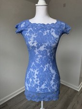 Victoria  s Secret Blue Lace Sheer Floral Mesh Mini Dress Slip Y2K Size Small