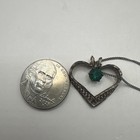 Sterling Silver 925 Cross Hatch Heart & Green Stone Pendant & Chain. 3.22 G — photo 6