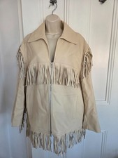 Giacca in ecopelle con frange beige Stella McCartney IT 48 UK 16