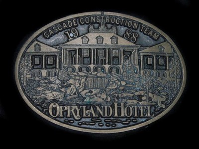 TC13145 VINTAGE 1988 **OPRYLAND HOTEL (CASCADE CONSTRUCTION) SOLID BRONZE BUCKLE