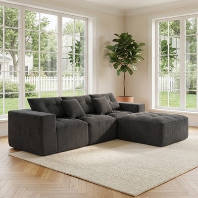 L-Shaped Corduroy Sofa 80
