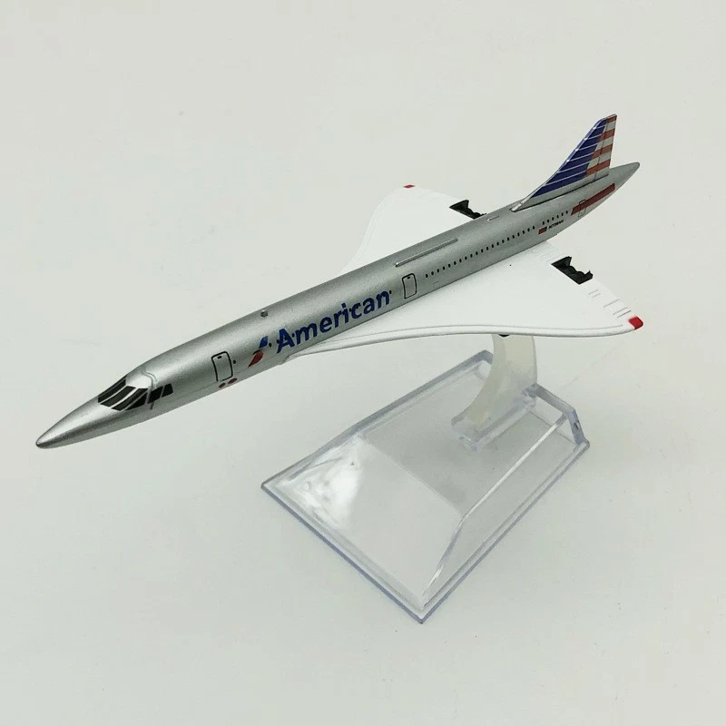 Modelo de avión fundido a presión 1:400 regalo 16 cm American Airlines Concorde Supersonic Jet Foto 3 de 4