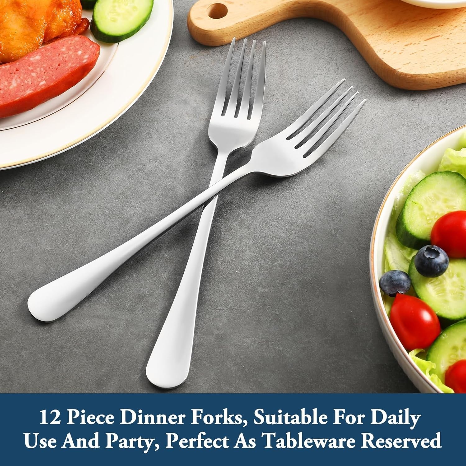 Heavy Duty Dinner Forks 18/10 Stainless Steel Salad Table Fork Set of 12 Flatwar