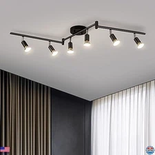 6 Light LED Track Lighting Kit, Adjustable Heads, Matte Black, GU10 Socket