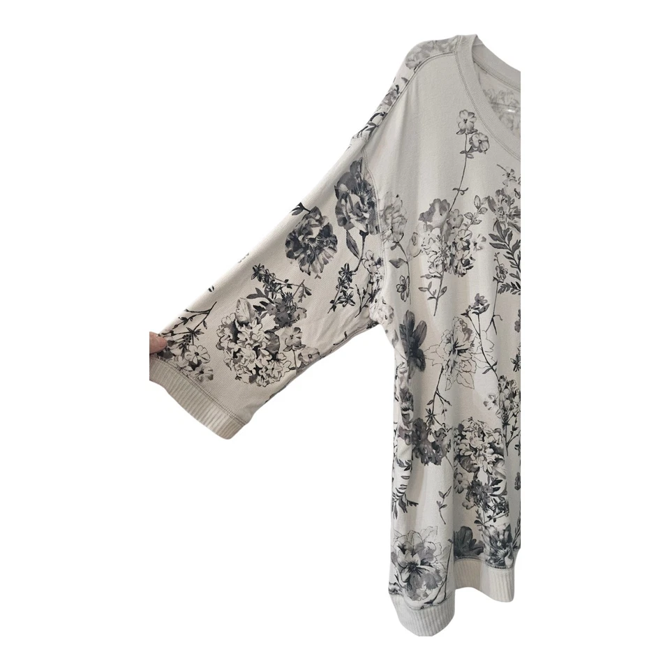 Sonoma Lifestyle Nuevo con Etiquetas Mujer 2X Suéter Gris Floral Dobladillo Acanalado Manga 3/4 Foto 4 de 4