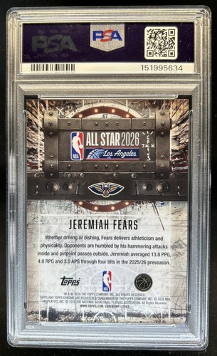 2025-26 Topps Chrome Cactus Jack x NBA All-Star Jeremiah Fears RC #67 PSA 9 - Picture 2 of 2