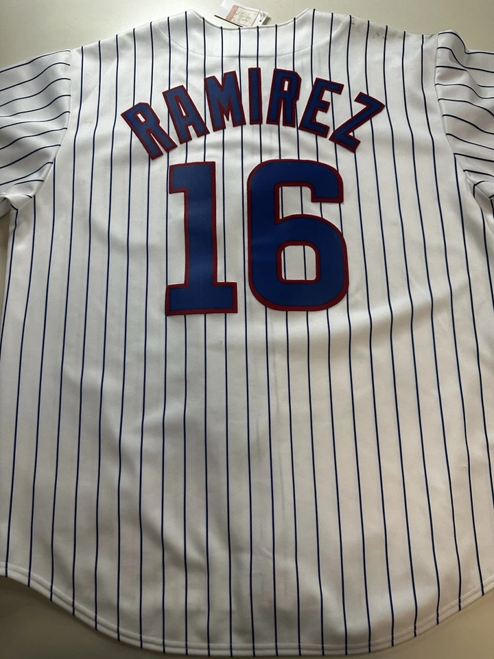 Chicago Cubs Majestic Ramirez 16 Jersey Mens XL White Pinstripe MLB - Image 2 of 4