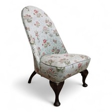 Vintage Accent Chair Upholstered Cabriole Legs Compact Occasional Bedroom Chair