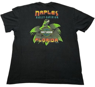 Harley Davidson Mens T Shirt Size XL Black Iguana Naples Florida