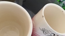 5-teiliges Keramik Becher-Set weiß/rosa rare Vintage vorratsdosen Behälter