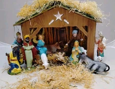 Vtg Depose Fontanini Italy Christmas Nativity 14 Pieces Spider Mark  **READ**