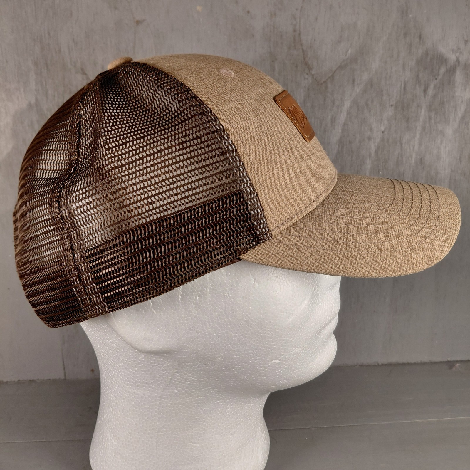 Wrangler Leather Script Logo Patch Khaki Meshback… - image 4