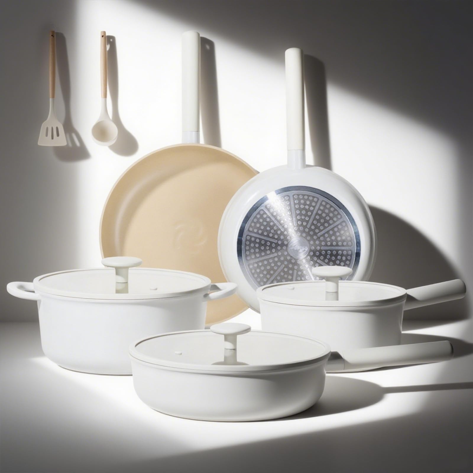 New Best Ceramic Cookware Set, 15 PCS Pots and Pans Set Non Stick with Removable