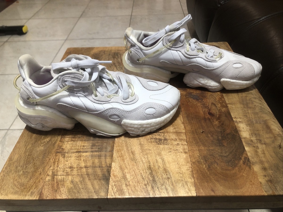 Ladies Rare White Adidas Torsion Comfortable Leather Suede