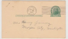 TurtlesTradingPost- Kansas - Wellington, KS 1937 Machine Cancel on Postal Card