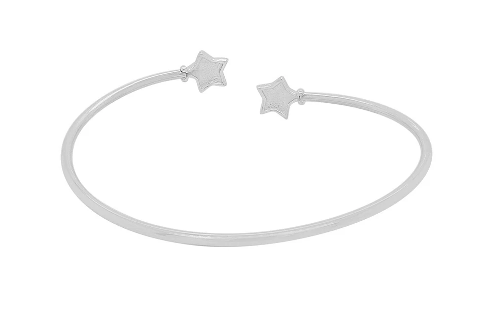 Brazalete Brazalete Estrella Esmalte Rosa y Púrpura en Chapado en Oro Blanco 14K Plata Foto 2 de 3