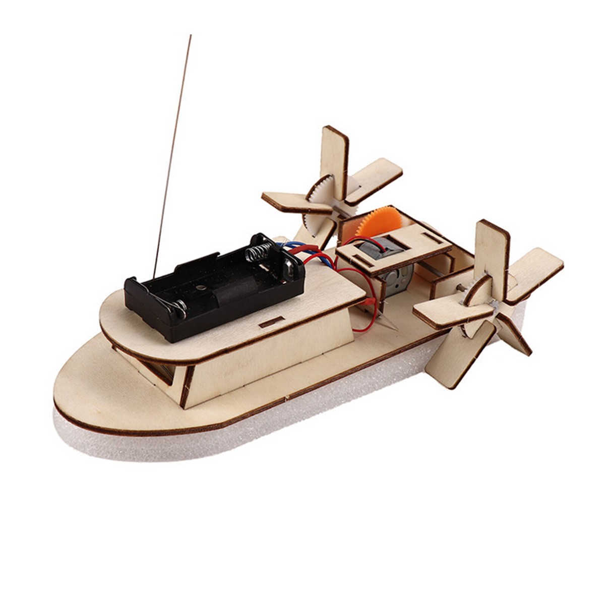 Creative Wooden Remote Control Yacht DIY Hand-assembled RC Boat - Main Image