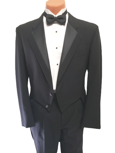 Boys Black Tailcoat Tails Wool Tuxedo Tie Full Dress Perry Ellis Coat and Pants! - 第 1/6 張圖片