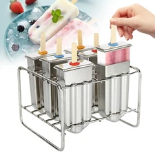 6 pcs Stainless Steel Ice Cream Sticks Mold Ice Lolly Mold Pop Holder