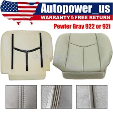 For 03-06 GMC Sierra Driver Lower Leather Seat Cover Pewter Gray & Foam Cushion