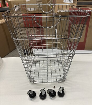 Pottery Barn Chrome Hamper 18'' sq, 24.5'' h Casters RETURN/ No liner / Foot broke