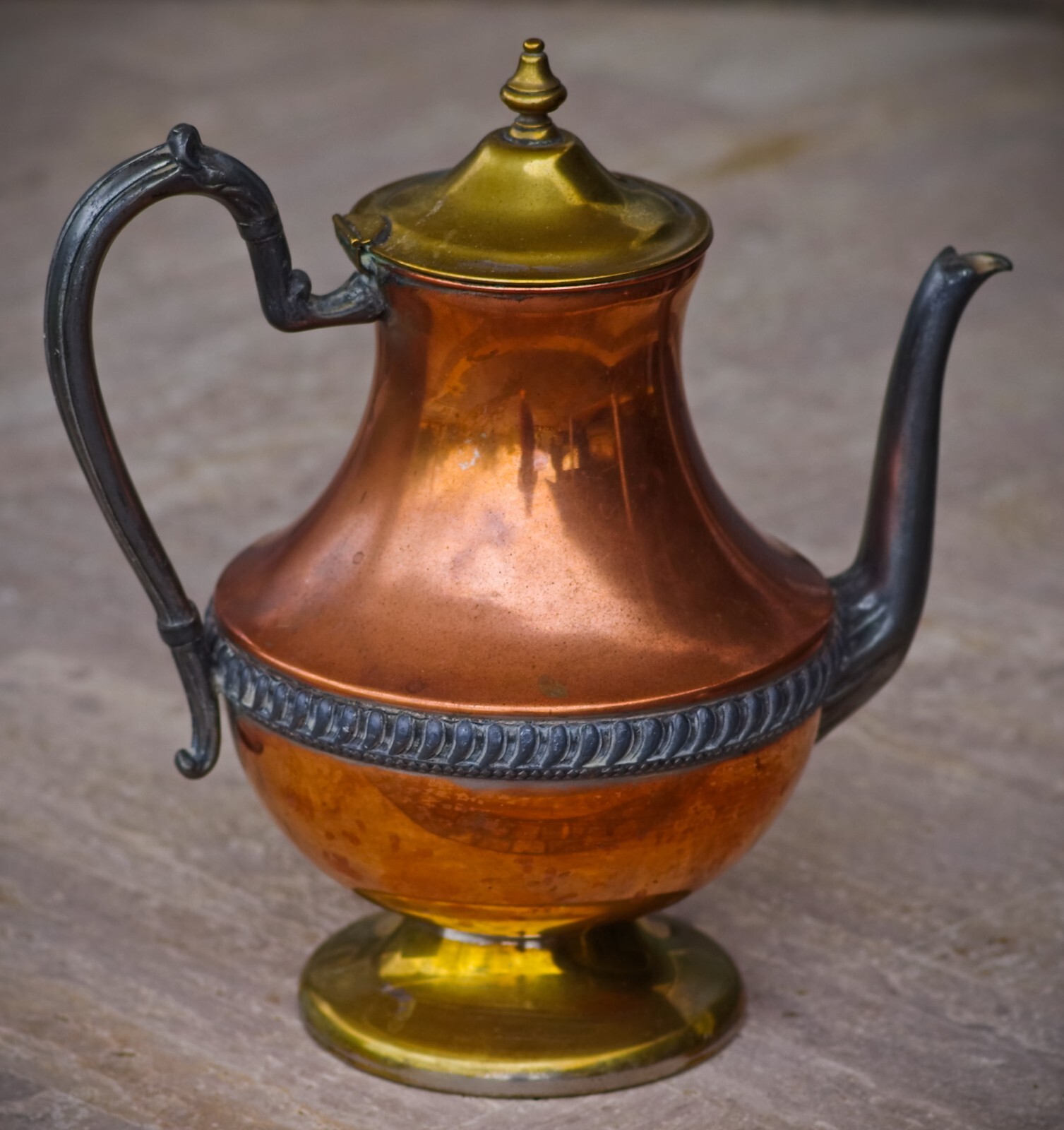 VINTAGE Silver On Copper TEAPOT Lehman Brothers New York Made in USA