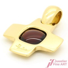 Ciondolo croce Pomellato in oro giallo 750 con granato
