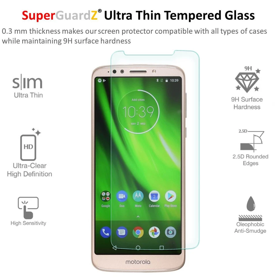 2X SuperGuardZ® Tempered Glass Screen Protector For Motorola Moto " G6 Play " - Image 3 of 4