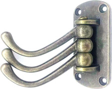 1: Swivel Wall Hook 3-Prong Metal Coat Towel Hanger Antique-Brass Gold ESTATE