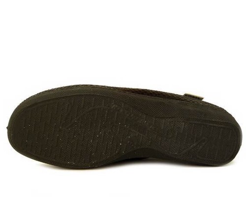 Mocassini Donna Pantofole Comfort Tessuto e Pelle Nero Zeppa Bassa EMANUELA - Imagen 5 de 5