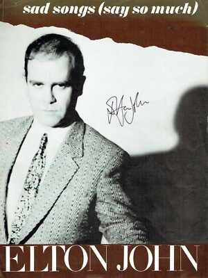 Elton John signierte traurige Lieder (Say So Much) Noten SELTEN UACC/AFTAL RD