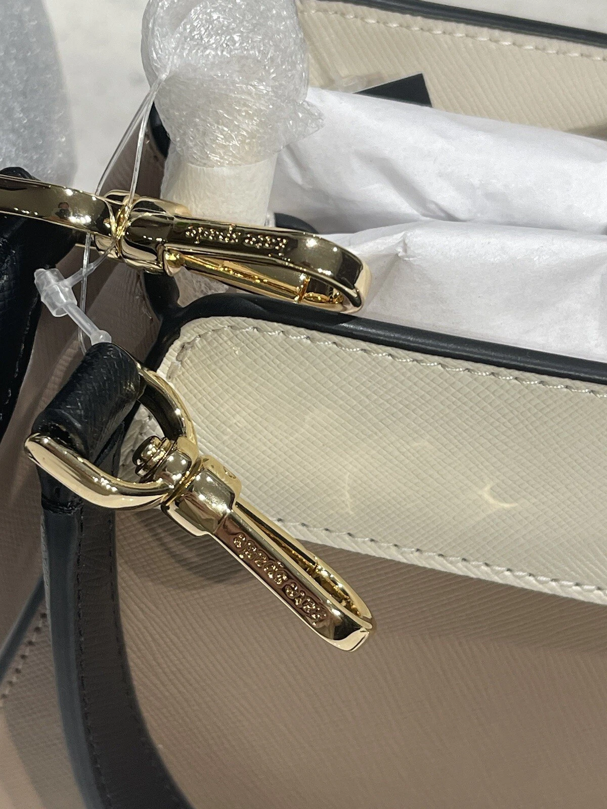 KATE SPADE MADISON PICCOLA MINI BORSA A TRACOLLA NOCCIOLA COLORBLOCK PELLE ORO NUOVA