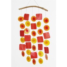 Muschel Windspiel ca. 60 cm Capiz orange-rot-gelb Klangspiel Energie Mobile