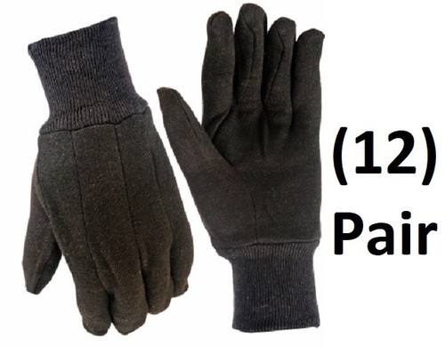 (12) pair True Grip 9127-26 Men's Large Brown Cotton Jersey Gloves