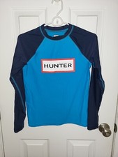 EUC Hunter for Target Boys Light Navy Blue Crew Neck LS Rash Guard Swim Top L