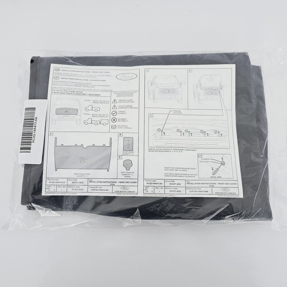 Cubierta delantera Ford F250 350 450 550 600 SD 6,7 L 2022-2025 OEM PC3Q19A413AA nueva Foto 4 de 4