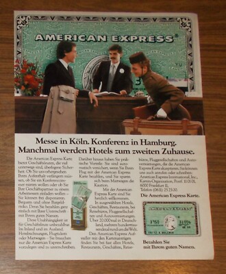 Rare Advertising American Express - Hotels Become Second Home 1987