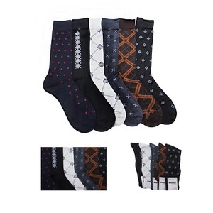 DBFL1 Men's Knocker 6-Pack Patterned Dress Socks Black Multi 10-13 - Click1Get2 Offers