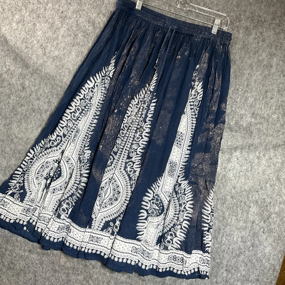 Falda Philosophy Mujer Mediana Azul Geométrica Reciclada Boho Maxi Arte para Usar Foto 2 de 4